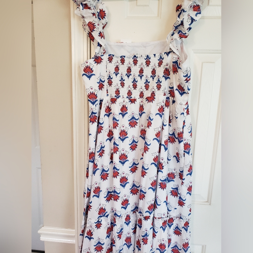 J. Crew White Dress with Red and Blue Floral Pattern - Picture 3 of 5